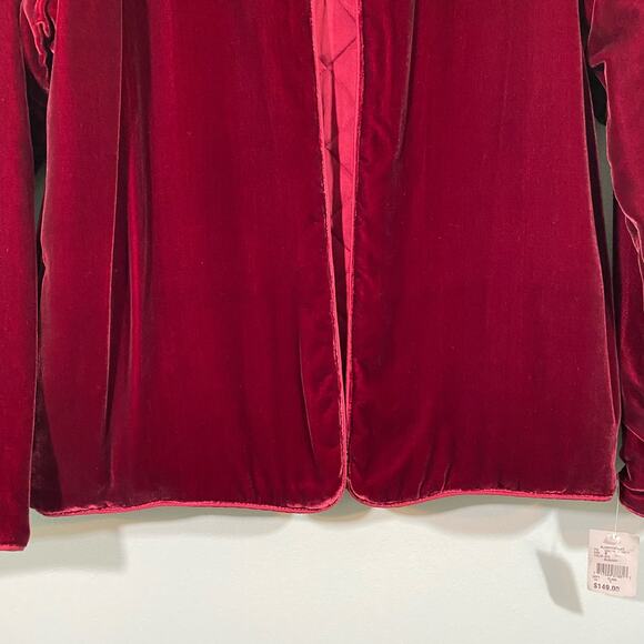 Vintage Bloomingdale's Women's Burgundy Velvet Open Front Jacket Size S NWT - Picture 3 of 9